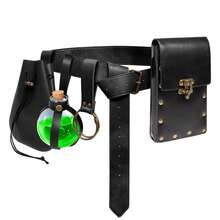 5 PCS Belt Pouch Waist Bag Retro Medieval Viking Leather Belt Magic Potion Bottle Renaissance Halloween Cosplay Costume Sets - A - View 10