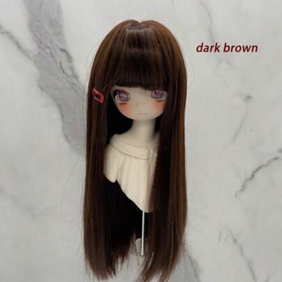 1pc BJD Doll Wig, MJD Doll Wig, SD Doll Wig, 3/4/6 Inch Bangs Soft High-Temperature Fiber Wig Blank, Personalized DIY Doll Making Accessory Wig