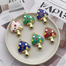 8pcs Colorful Mushroom Necklace Pendant DIY Making Earring Bracelet Keychain Mushroom Jewelry Accessories Charm Jewelry