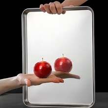 1pc/3pcs New Stainless Steel Tray, Stainless Steel Baking Tray, Afternoon Tea Tray, Snack Burger Cocktail Cake Tray, Easy To Clean, Oven - Silver - View 4