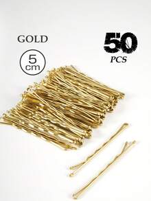 150/100/50个装黑色金属实心休闲波浪发夹，适合女性和女孩，防滑发夹，适用于所有发质，适合日常使用和发型设计，可用作学校用品、发饰、头部饰品、女士发饰、发夹，适合夏季、假期、旅行、节日、派对等场合。 - 金色 - 查看 20