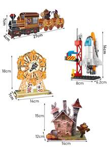 3D Puzzle Toy, Aerospace Shuttle Rocket Spacecraft Assemble DIY Puzzle Model, Miniature City Street Scene, Children Small Particle Building Blocks Toy