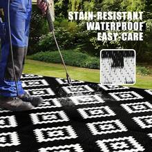 Homcomodar Outdoor Rugs 150x245CM Reversible Mats Plastic Straw Rug UV Resistant Camping Mat Waterproof Patio Rug For Balcony Beach BBQ Picnic Deck(Black) - Black - View 5