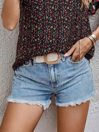 Pantaloni scurți de vară casual Slim drepti din denim pentru femei, stil cowgirl occidental, vacanță, plajă, țară, concert