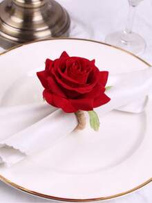 1-12pcs Handmade Lifelike Rose Napkin Rings, Suitable For Valentine's Day, Wedding, Banquet, Party, Thanksgiving, Christmas, Daily Use - Multicolor - View 8