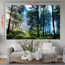 1pc Large Forest Landscape Canvas Banner, Striped Pattern, Suitable For Indoor Nature-Themed Bedroom Decor, Textile Photography Background
