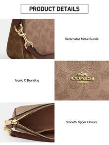 Nolita 19 Shoulder Bag In Blocked Signature Canvas Purse Gift For Women Purse And Bags For Women Underarm Bag Satchel Bag Christmas Thanksgiving Day Gift For Her CW426 - Tan Brown - 查看 7