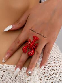 1 Stück emaillierter -Ring für Frauen, Sommer Meeresthema Strand Ringe Schmuck geeignet für Urlaub, Reise, Party