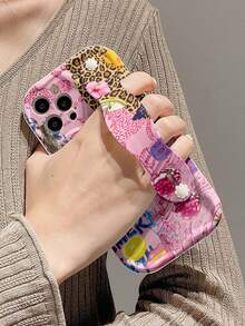 Cheetah,Leopard Print 1pc Fashion Summer Cocktail Leopard Print Thick Shockproof Phone Case With Stand Feature, Compatible With Apple & Series - Multicolor - View 3