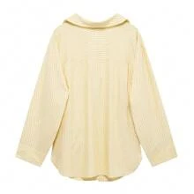 DEEKA Nouvelle chemise en soie ample et décontractée à manches longues pour femmes au printemps et en automne, grande taille, jaune beurre d'été