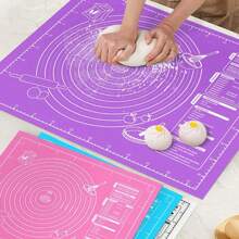 1 pièce Tapis de cuisson en silicone multicolore extra-large - Rouleau à pâtisserie antiadhésif avec marquages de mesure pour croûtes de tarte, pizza et biscuits, tapis de four et de plan de travail de cuisine