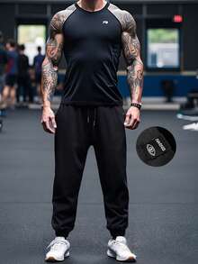 夏季男士運動長褲，快乾透氣，穿著舒適，適合跑步、籃球、戶外活動與訓練場 - 黑色 - 查看 4