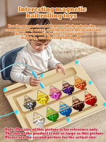 Children's Wooden Magnetic Color And Number Maze, Wooden Color Classification Maze, Wooden Color Matching Learning Counting Puzzle Board, Montessori Counting Matching Game Color Classification Board, Montessori Fine Motor Skills Toys, Magnetic Toys, Magnetic Games. Suitable For Children Aged 3+,Magnet Toy,Magnet Games,Labyrinth,Magnet Game,Montessori Toys,Magnetic Game,Montessori Toys,Magnetic Board,Magnetic Toys - Multicolor - View 5