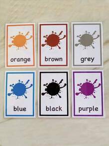 12 piezas Tarjetas impermeables de reconocimiento de colores, tarjetas de educación temprana de colores para preescolar, estudiantes, artículos de papelería, útiles escolares, regalo de cumpleaños, regalo festivo
