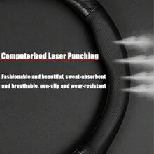 Car Steering Wheel Cover For Holden, Durable Leather & Carbon Fiber Cover With Anti-Slip Lining, For Steering Wheel With A Diameter Of 37-38 Cm,Black Auto Accessories - màu đen - Xem 5