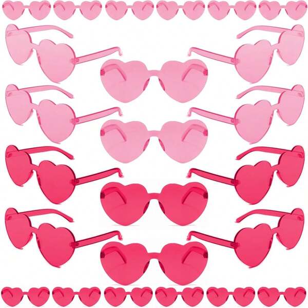 1/6/12/20 Pairs Heart Shaped Candy Color Rimless Fun Heart Party Glasses For Women Men Party Favors