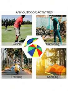 1pc Colorful Umbrella Hat, Hands-Free Foldable Top Umbrella Hat For Outdoor Sun Protection, Suitable For Fishing, Hiking, Camping, Biking, Beach, And Commuting. High-Quality Sun And Rain Protection, Lightweight And Portable Outdoor Accessory, Vivid Colors, Weather-Resistant Headwear. (Color And Style Random)