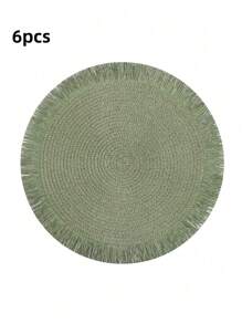 2 piezas/8 piezas Manteles individuales redondos de 15 pulgadas de fibra de papel tejida con borlas, resistentes al calor, decoración de vajilla de hotel y restaurante, decoración de mesa de comedor y sala de estar, antideslizante, adecuado para reuniones en el hogar y fiestas de boda