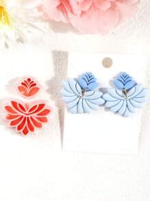 2 Stücke Frühlingsblumen-Ausstecher aus Polymer Clay, Boho Florale Ausstecher aus Polymer Clay für die Schmuckherstellung aus Polymer Clay, 3D-gedruckte Tonausstecher, Schmuckherstellungs-Werkzeug-Kits, Cut Out