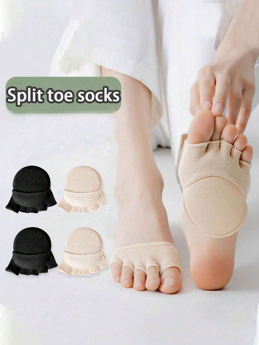 1/2 Paar Damen Anti-Blasen-Zehensocken mit Fußballschutz, Halbgrößen Pads für atmungsaktive High Heels, unsichtbare Vorderfuß-Socken mit Zehentrennungsdesign für High Heels, rutschfest, schweißabsorbierend, atmungsaktiv und belüftet, inklusive weicher Polsterung für High Heels, ergonomisches Design für höchsten Komfort