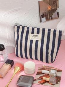 1Pc Stripe Canvas Makeup Bag Stripe Cosmetic Bag Waterproof Women'S Cosmetic Bag Portable Canvas Travel Toiletries Storage Bags Makeup Case Clutch Purse Handbags Small Bag Storage Makeup Case,Travelling Bags For Ladies,Pencil Case Daily Big Large Capacity Makeup Brushes Travel Toiletry Bag Organizer Make Up Bag Makeup Bag Storage Makeup Organizer Makeup Case Makeup Travel Toiletry Organizer Essentials Gifts Storage Zipper Accessories Nail