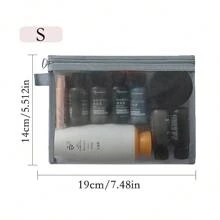 1/3 Stücke graue und schwarze Reisetasche für Kosmetik, aus Nylonmaterial gefertigt, geeignet zum Aufbewahren von Lippenstift, Puder, Lipgloss, Lotion, Handcreme und anderen Damen-Kosmetikartikeln. Zusätzlich können darin auch Alltagsgegenstände wie Masken, Stifte und Radiergummis aufbewahrt werden.