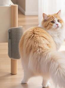 1pc Pet Cat Scratching Massage Brush With Mint Ball, Feline Rubbing Corner Molar Toy, Anti-Shedding & Itching