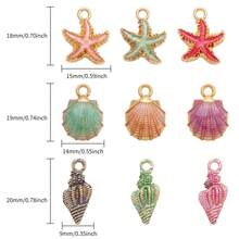 15/30 件什锦 3D 油滴海星、贝壳、贝壳锌合金吊坠，适用于 DIY 波西米亚风格手链、项链、钥匙扣、珠宝配饰 - 彩色 - 查看 6