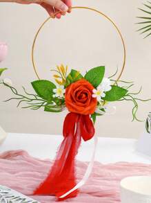Hochzeit Gold Reifen Brautjungfern Blumenstrauß für Bridal-Shower, Zeremonie Jahrestag Kranz Tischdekorationen zum Aufhängen an der Wand