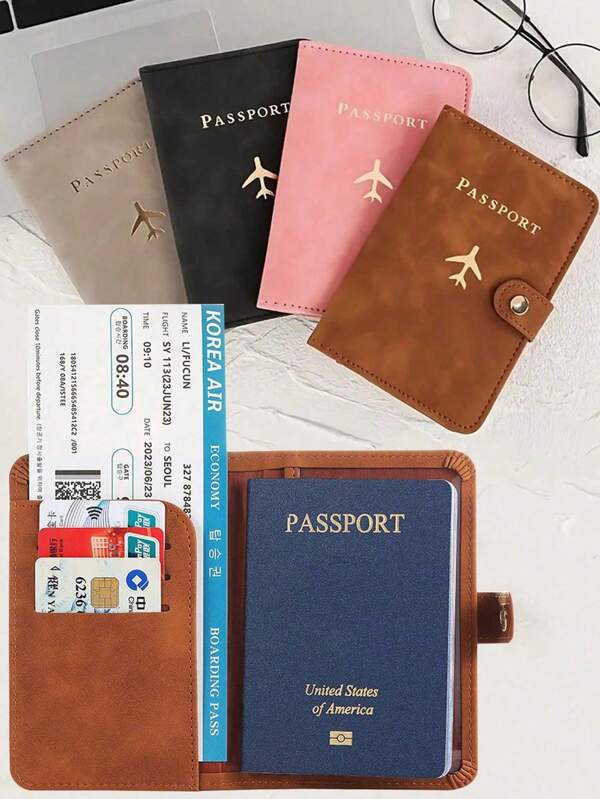Couple's Travel Passport Holder Travel Passport Holder Cover Wallet For Men And Women Portable Card Case Multiple Functions ID Card Holder Travel Essential Accessories For Vacation Hotel Cruise Back To School