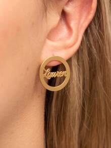 1 Pair Of Name Earrings - Customized Earrings - Personalized Earrings - Minimalist Earrings - Personalized Jewelry - Nam Hoop Earrings- - Earrings - View 2