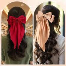 1pc /Multi-Piece Set Large Any Color Silky Soft Satin Ladies' Bow Hair Accessories – Large Bow Clips, Bow Hair Clips, Women's Hair Hoops French Hair Accessories, Hair Clips, Women's Accessories, Hair Accessories