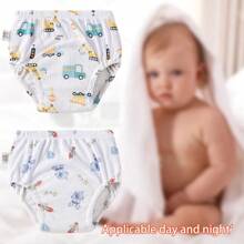 4 pièces Culottes de propreté pour garçons et filles, sous-vêtements d'entraînement conçus, couches d'apprentissage en tissu pour bébé, couches lavables et réutilisables, couches à poche respirantes et imperméables, en matière de polyester, convient aux bébés garçons et filles - Conception d'impression creuse