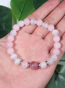 Pulsera para atraer el amor para mujeres: Cuarzo rosa y selenita, calmante, confianza y amor propio, paz, joyería de energía purificadora, regalo unisex para la novia