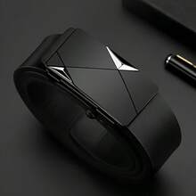 1条时尚男士皮带，配有自动扣，高端设计，适合年轻和中年男士，夏季、校园休闲、商务场合，可作为男友、丈夫、父亲等男士礼物，日常穿着，时尚百搭，适合青少年、户外、度假、运动、旅行、街头、波西米亚风、复古秋季、万圣节等秋冬季配饰，也适合青少年、青年、男士，休闲、户外、运动、度假、毕业礼物、生日礼物、日常穿着。