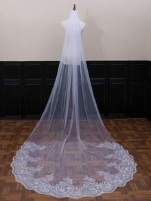 1 件 4 米奢华闪亮蕾丝婚礼新娘面纱，优雅而引人注目的婚礼发饰，适合女士秋季服装