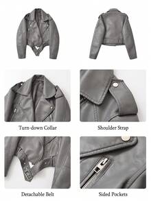 Women Plain Simple Zip-Up Short Jacket For Daily Wear