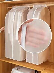 1pc Clothes Dust Cover Garment Hanging Bag, 3D Household Clothes Dust Proof Cover Full Wrap Thickened Organizer Bag, Semi-Transparent Plastic Garment Bag