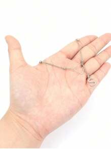 1pc Stainless Steel Hollow Heart & Letter Design Necklace, Fashionable Delicate Layered Choker Necklace For Women