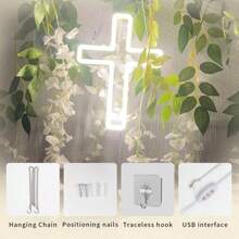 1 Stück USB Neon Kreuz Lampe, dekorative Beleuchtung für Partys, Bars, Schlafzimmer