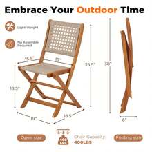 YODOLLA Outdoor Patio Dining Set, Acacia Wood Outdoor Table And Chairs With Wheels, Farmhouse Style Foldable Dining Set For Backyard, Deck & Poolside - màu nâu - Xem 5