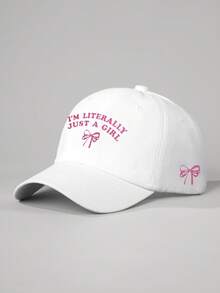 1pc Adjustable Embroidered "I'M LITERALLY" Bowknot Baseball Cap, Casual Outdoor Sun Hat Suitable For Boys And Girls, Spring/Autumn, Travel, Beach - Baseball Cap - View 9