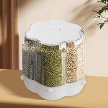 Contenitore ermetico per cereali con 6 vassoi, girevole a 360°, distributore di cibo per cereali, capacità 17,63 l/8 kg, in PP, a prova di perdite e resistente ai parassiti, colore matcha/bianco
