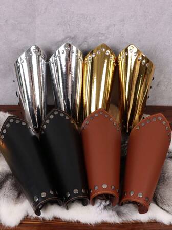 2 件中世纪维京腕带护腕戏剧道具舒适骑士金手套手套角色扮演服装配饰，万圣节