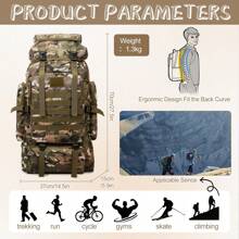 NEWHEY Mochila de camping/senderismo de 80L, mochila rústica militar MOLLE, mochila de senderismo impermeable y ligera