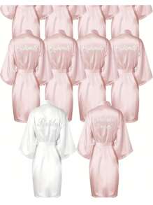 Bata de baño, Bata de novia y dama de honor con inicial, Bata de mañana y bata de dormir, Ropa de preparación para la fiesta de boda, Accesorios para la ceremonia y recepción de bodas, Pijama de primavera y verano para damas de honor, Pijama de novia, Bata bordada de la fiesta de la mejor amiga, Bata de novia, Suministros para la boda, Fiesta al aire libre, Fiesta de vacaciones, Regreso a la escuela