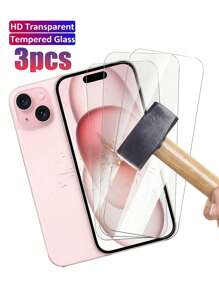 3 pièces Protecteur d'écran en verre trempé | Transparence, Revêtement oléophobe, Compatible avec étui, Installation sans bulles Compatible avec 16 Pro Max/16 Plus/16e/15/14/13/12/11/7/8/6 Cadeau pour anniversaire, famille, amis Protecteur d'écran de téléphone, accessoires de téléphone