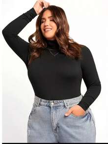 Bory Plus Size Bodysuit Bori Long Sleeve Suplex Leotard Large Size 46 To 54 - Đen và trắng - Xem 2