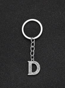 1 pieza Llavero elegante y de moda con la forma de la letra del alfabeto inglés en miniatura, incrustado con cristales de rhinestones transparentes, adecuado para hombres y mujeres, llaves de carro, decoración de bolsos y regalo