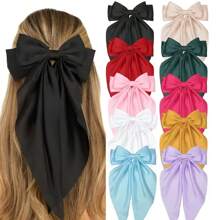 1pc /Multi-Piece Set Large Any Color Silky Soft Satin Ladies' Bow Hair Accessories – Large Bow Clips, Bow Hair Clips, Women's Hair Hoops French Hair Accessories, Hair Clips, Women's Accessories, Hair Accessories